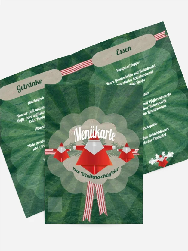 Weihnachtsmenükarte Origami