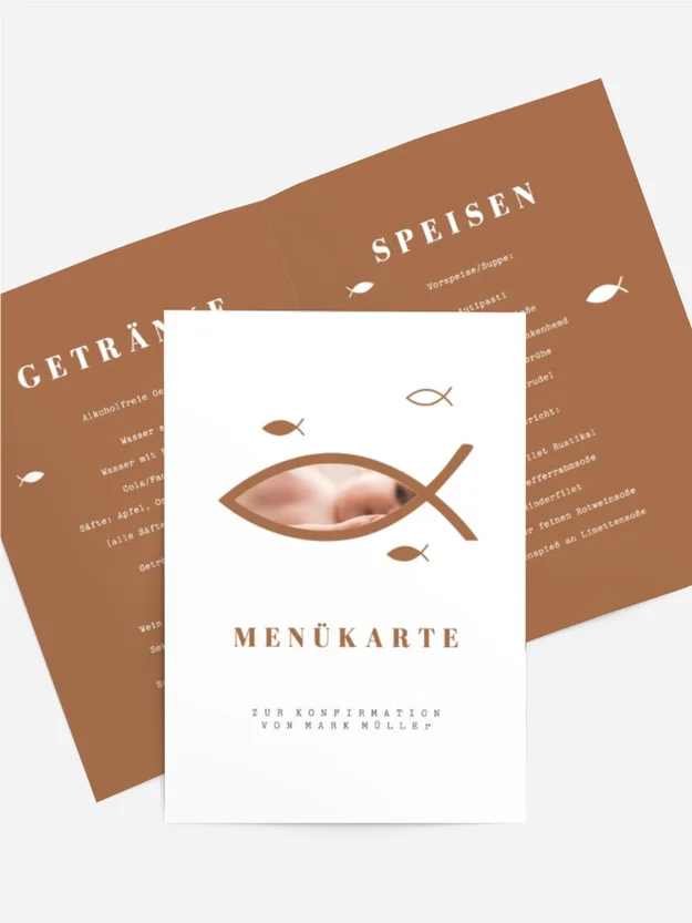 Menükarte Konfirmation Goldfisch