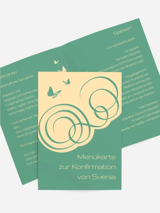 Menükarte Konfirmation Butterfly Menükarte Konfirmation Butterfly