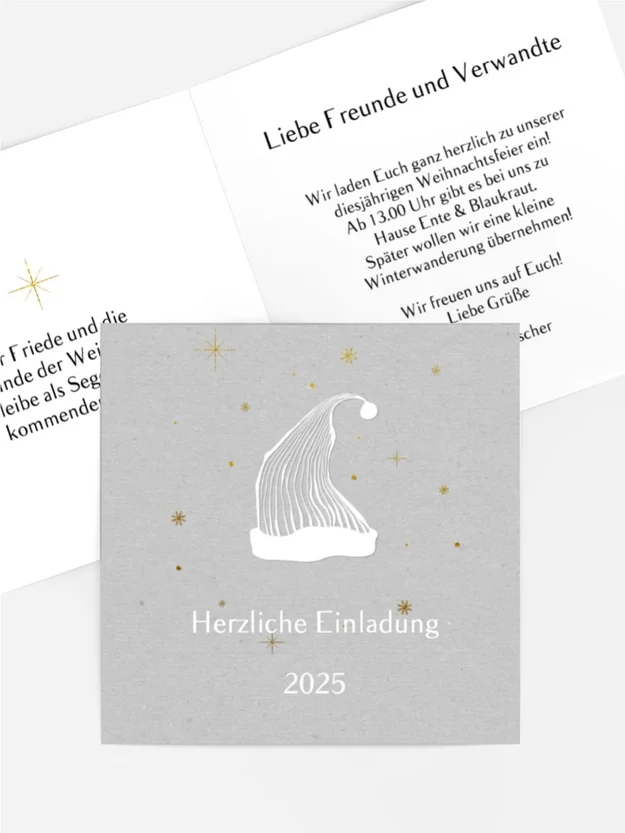 Weihnachtseinladung Zipfelmütze