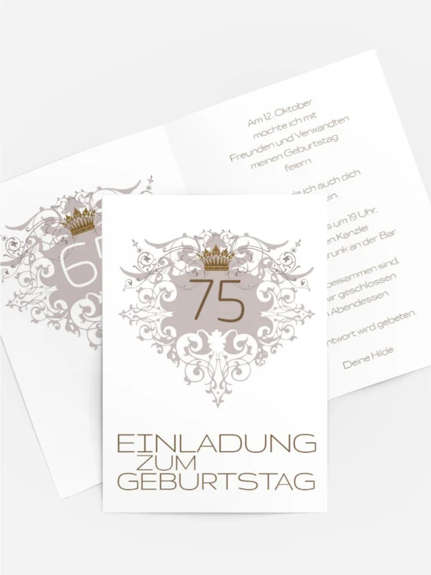 Einladung zum Geburtstag Krone 75 Foto