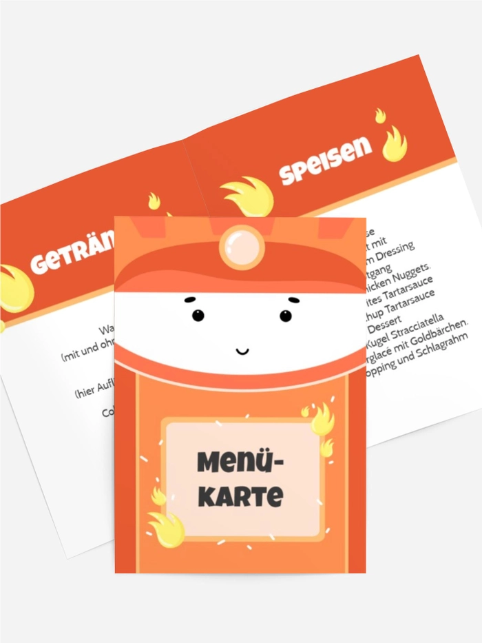 Menükarte Geburtstag Feuerwehrmann Menükarte Geburtstag Feuerwehrmann