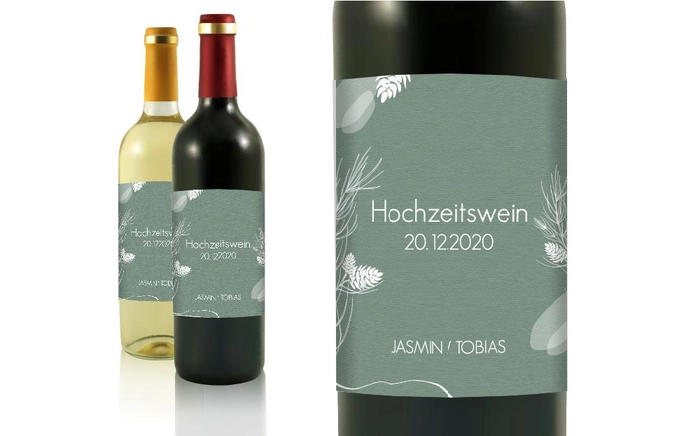Hochzeit Flaschenetiketten Wintertag