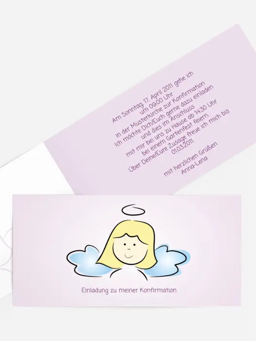 Einladungskarte Konfirmation Engelchen Mädchen
