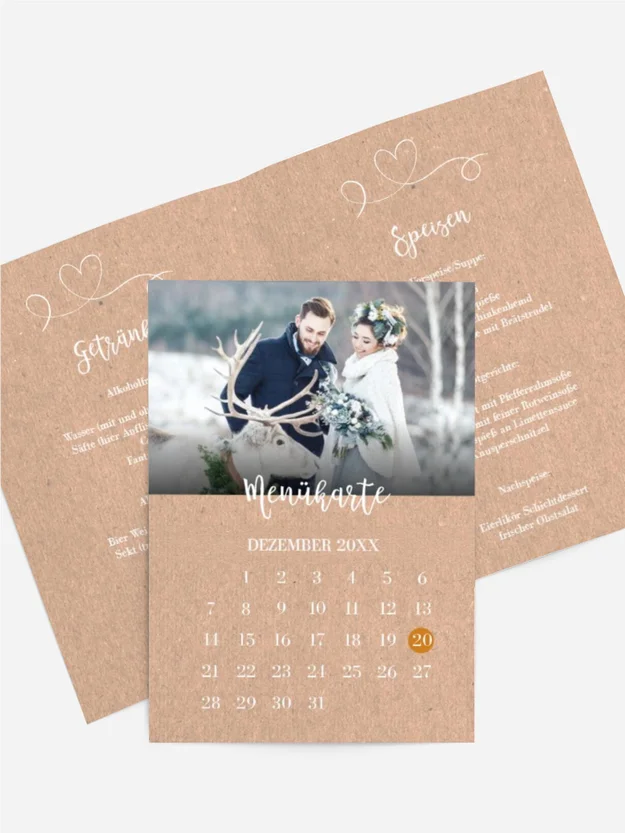 Menükarte Kalenderblatt Menükarte Kalenderblatt