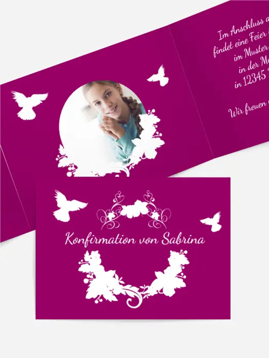 Einladungskarte Konfirmation Vogel