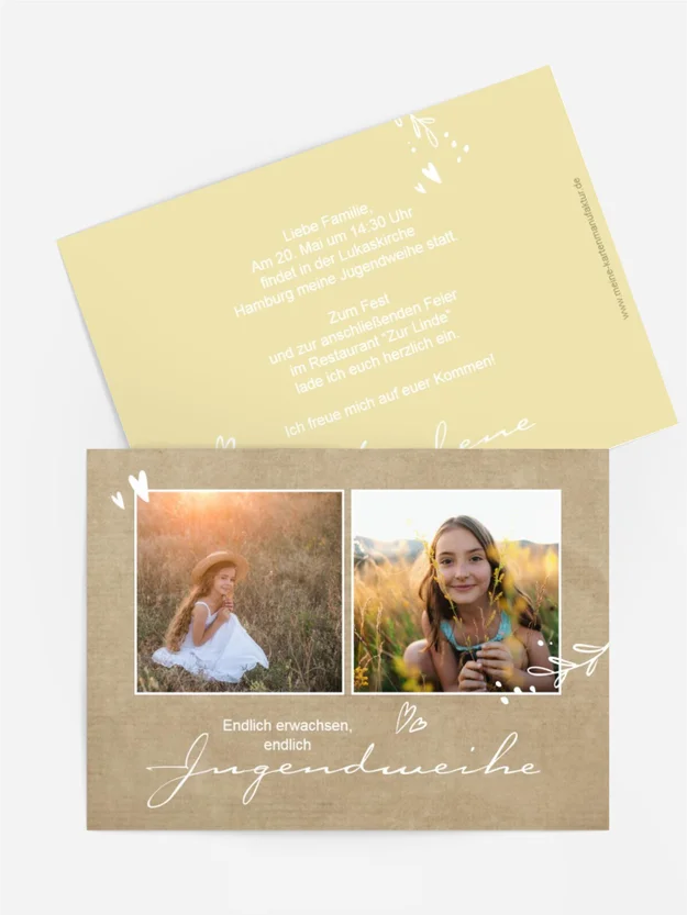 Einladungskarte Jugendweihe Kraftpapier