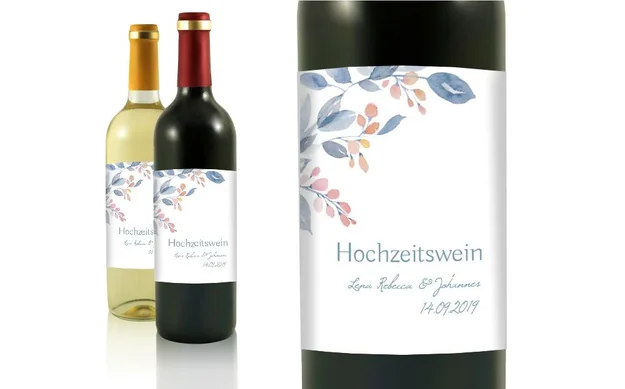 Hochzeit Flaschenetiketten Herzensträume