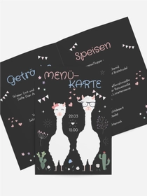 Menükarte Lamas Hochzeit Menükarte Lamas Hochzeit
