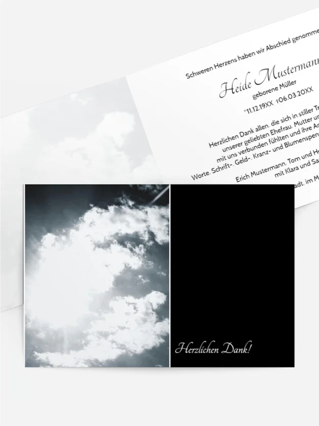 Trauerdanksagung Wolkenhimmel quer