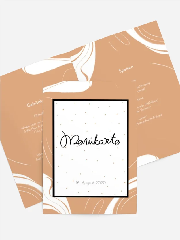 Menükarte Geburtstag Cap­puc­ci­no