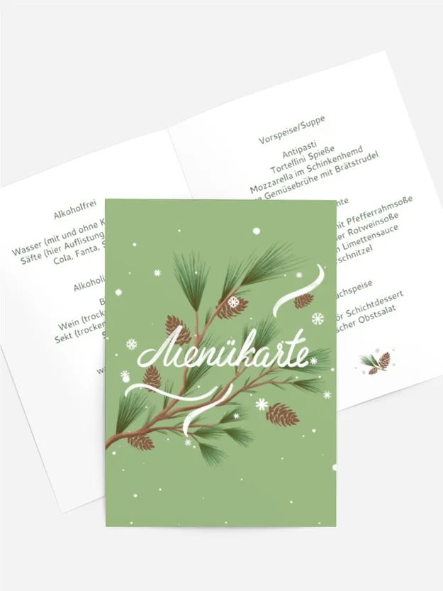 Menükarte Weihnachten Weihnachtsbaum Zweig