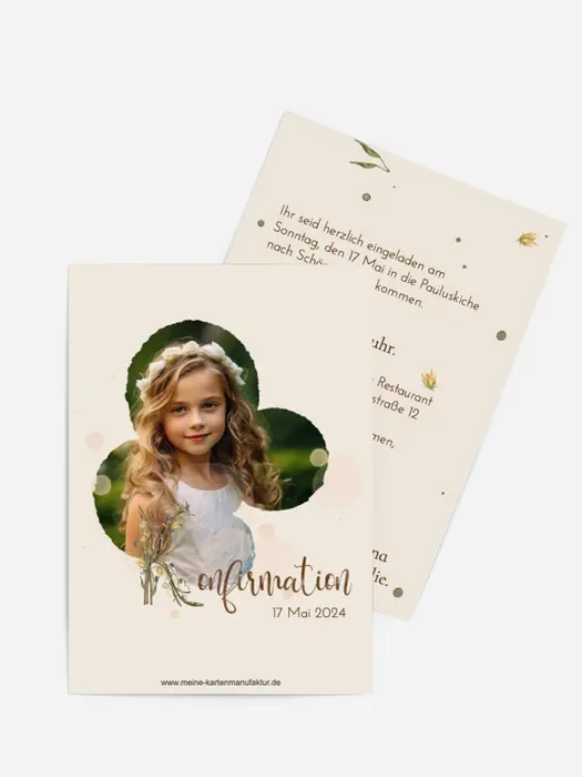 Einladungskarte Konfirmation Getrocknete Blume