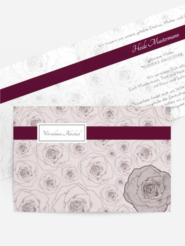 Trauerkarte Rosenmeer quer