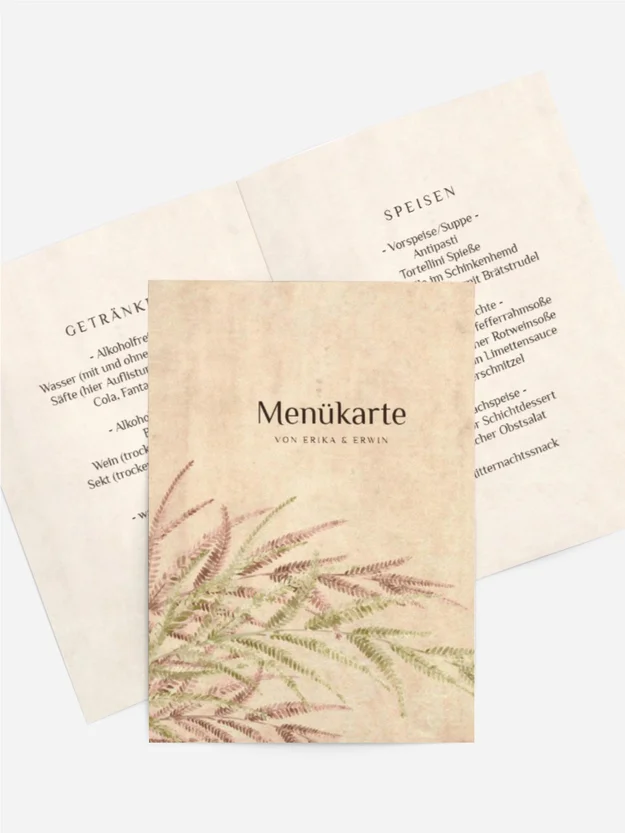 Menükarte Liebe Palme
