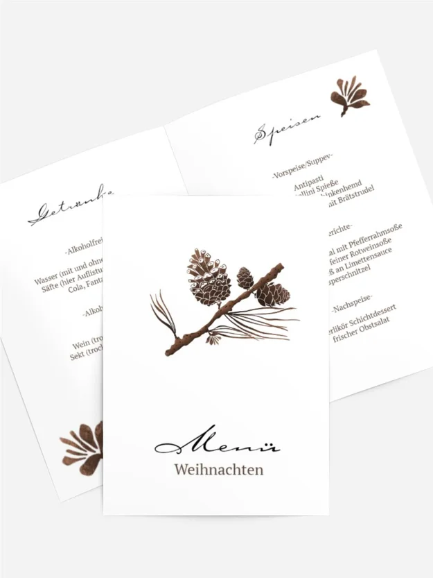 Weihnachtsmenükarte Tannenzapfen