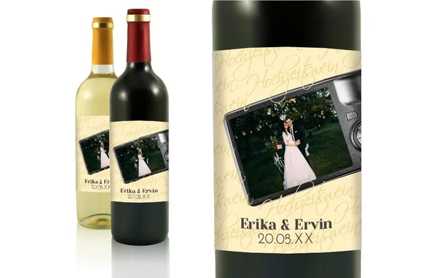 Hochzeit Flaschenetiketten Unser Foto zur Erinnerung