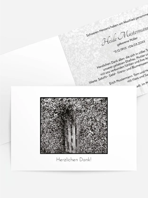 Trauerdanksagung Efeu quer