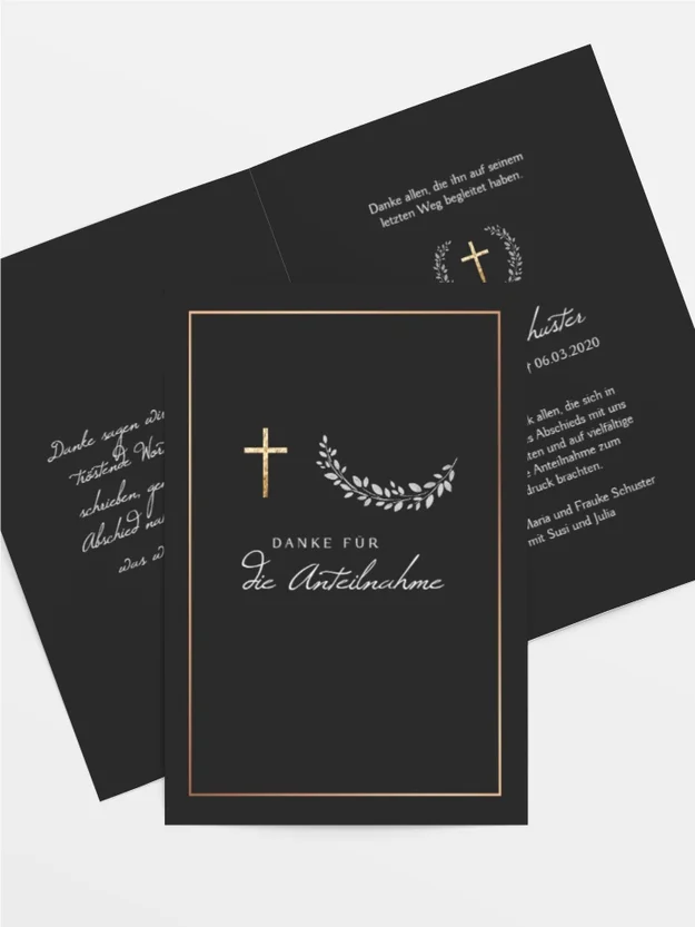Trauerdanksagung Goldenes Kreuz