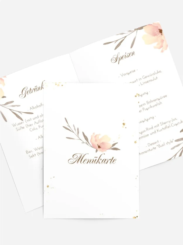 Menükarte Geburtstag Dezentes Pflanzenglück
