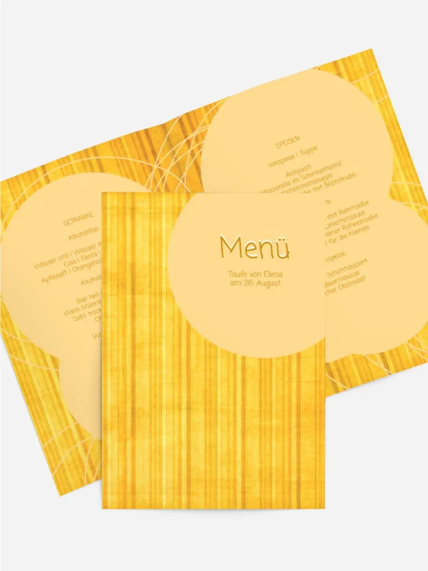 Taufe Menükarte Wollknäul