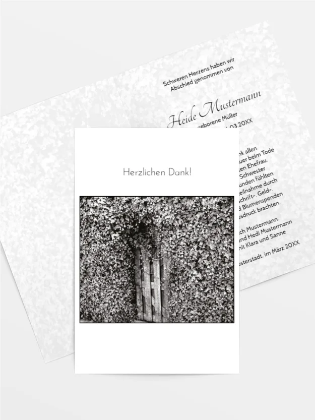 Trauerdanksagung Efeu hoch Trauerdanksagung Efeu hoch