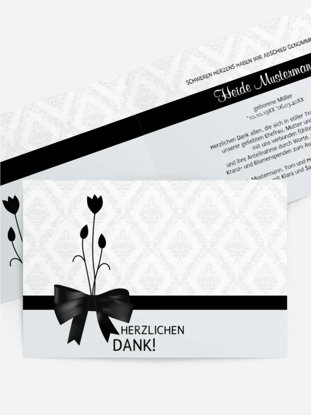 Trauerdanksagung Schleife quer