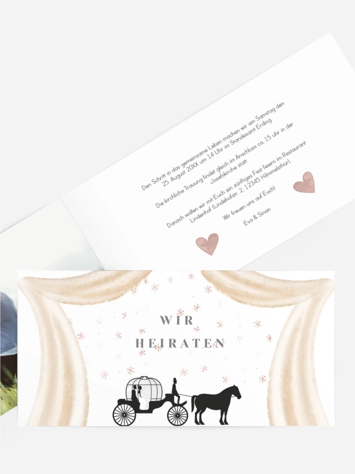 Hochzeitseinladadung Vorhang auf