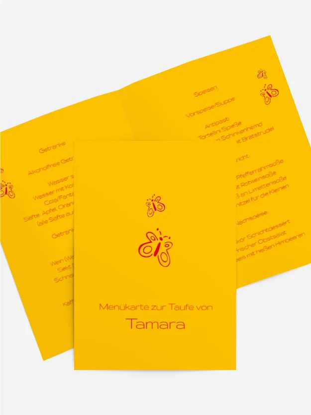 Menuekarte Taufe Butterfly Menuekarte Taufe Butterfly