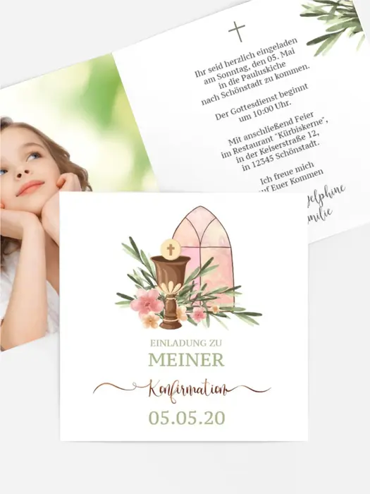 Einladungskarte Konfirmation Abendmahlskelch