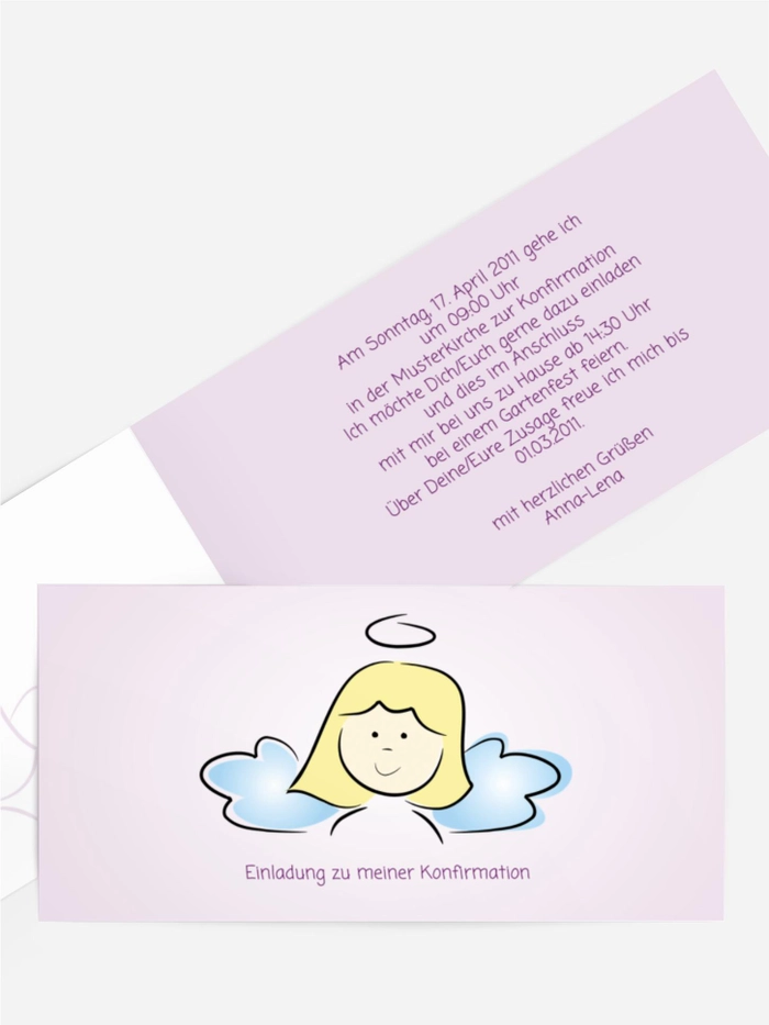 Einladungskarte Konfirmation Engelchen Mädchen Einladungskarte Konfirmation Engelchen Mädchen