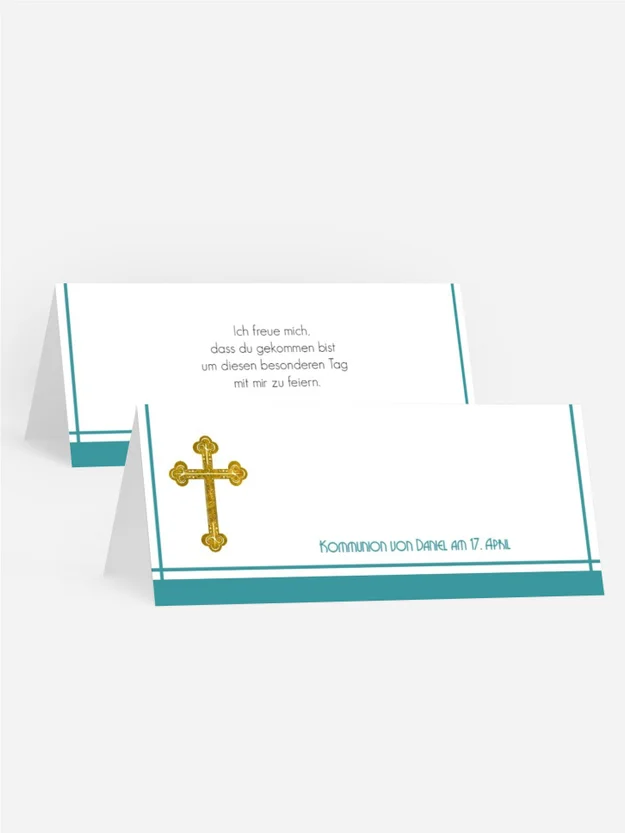 Tischkarte zur Kommunion Gebetbuch