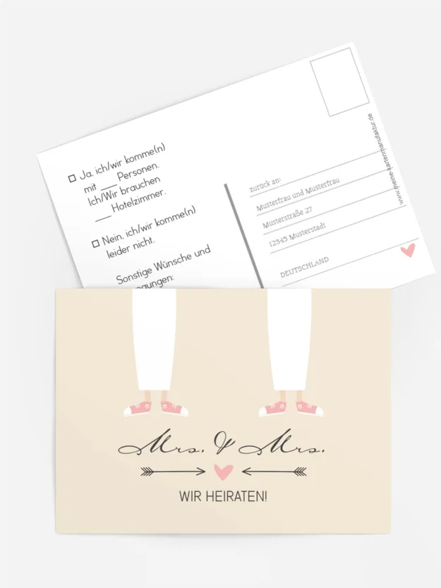 Antwortkarte zur Hochzeit Pärchen - Frauen