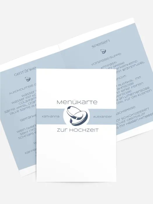 Menükarte Hochzeit Ringeband