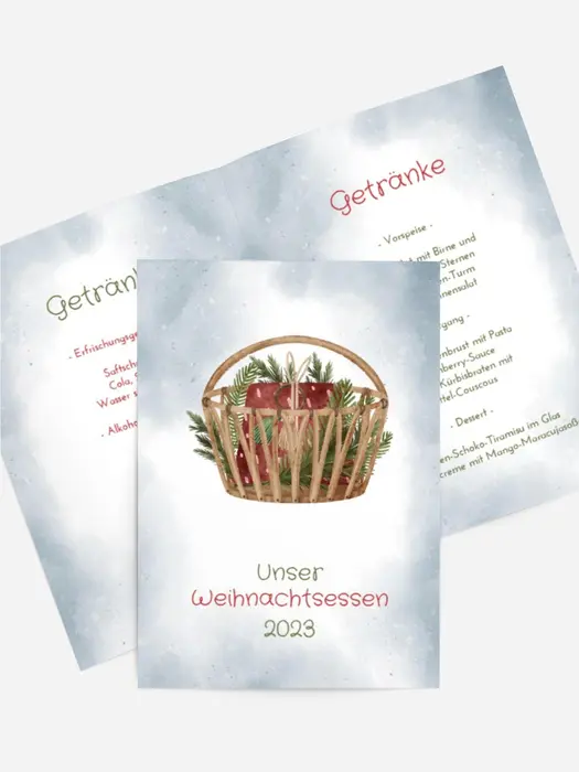 Menükarte Weihnachten Weihnachtskugel