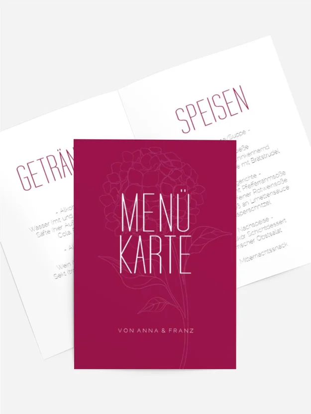 Menükarte Lila Hochzeit