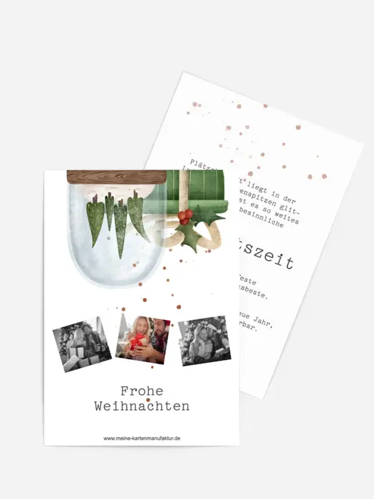 Grußkarte Weihnachten Bäume unter Schnee