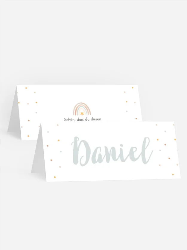 Tischkarte Taufe Hasenbälle