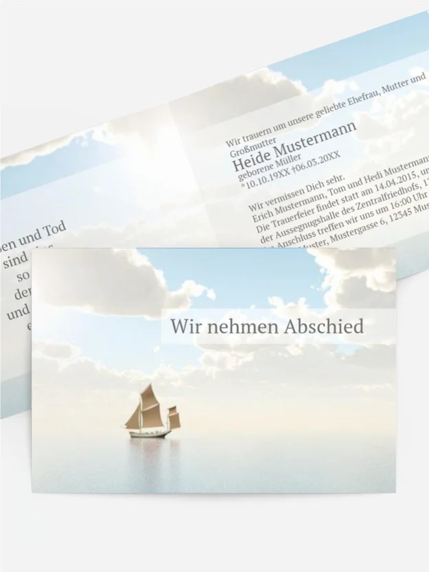 Trauerkarte Schiff quer Trauerkarte Schiff quer