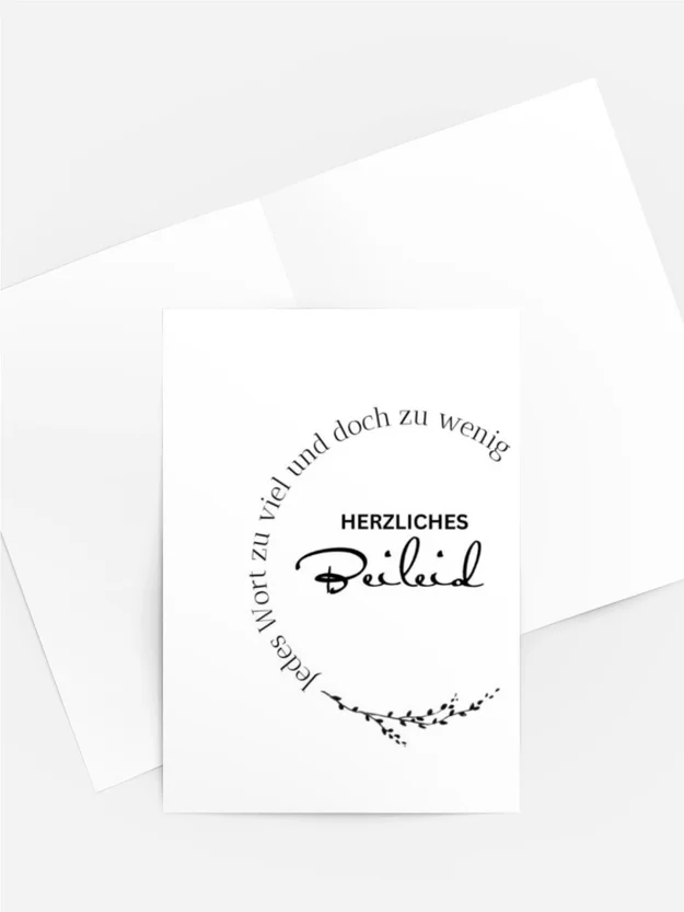Trauerkarte „Herzliches Beileid“ mit zartem Zweig