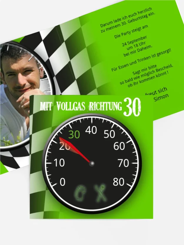 Einladungskarte Geburtstag Vollgas 30