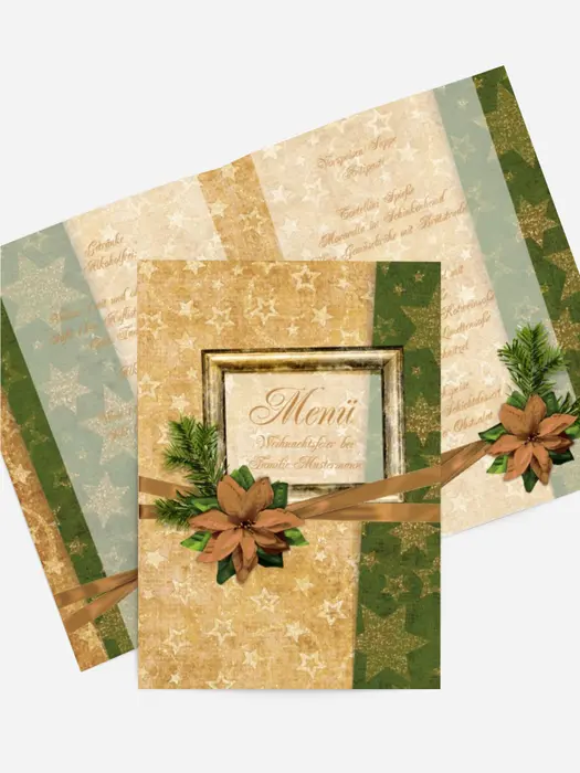 Weihnachtsmenükarte Goldenes Geschenk