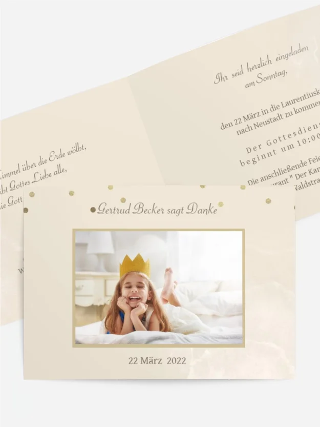 Dankeskarte Konfirmation Goldene Elemente Dankeskarte Konfirmation Goldene Elemente