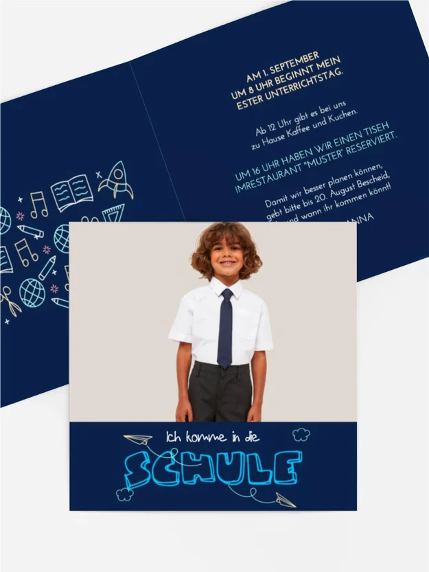 Einladungskarte Einschulung Geschäftsjunge