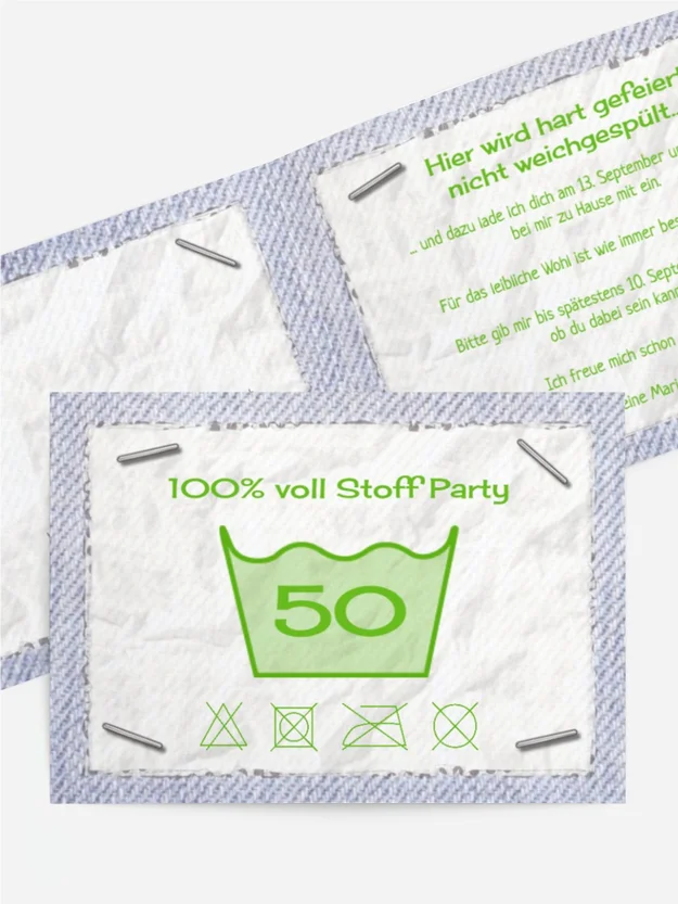 Einladung zum Geburtstag Waschzettel 50