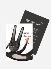 Neujahrskarte  Cleverer Hase
