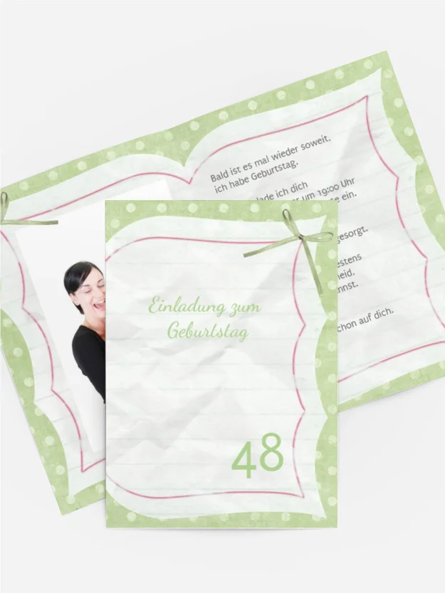 Einladungskarte zum Geburtstag Gedichtebuch Foto