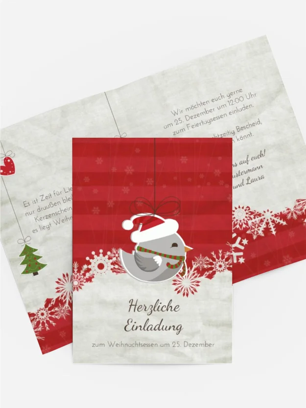 Weihnachtseinladung Vogel