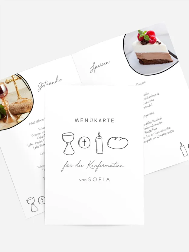 Menükarte Konfirmation einfache Linien