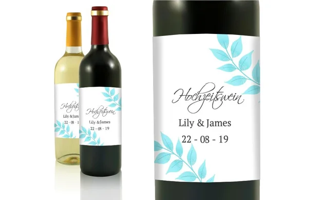 Hochzeit Flaschenetiketten Blattbogen